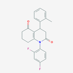 molecular formula C22H19F2NO2 B11491980 1-(2,4-difluorophenyl)-4-(2-methylphenyl)-4,6,7,8-tetrahydro-2,5(1H,3H)-quinolinedione 