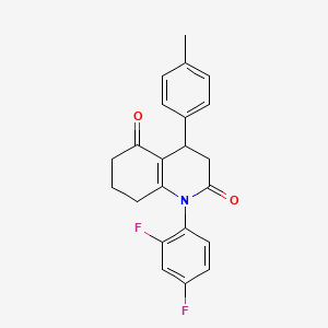 molecular formula C22H19F2NO2 B11492057 1-(2,4-difluorophenyl)-4-(4-methylphenyl)-4,6,7,8-tetrahydroquinoline-2,5(1H,3H)-dione 