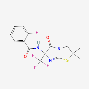 N-[2,2-dimethyl-5-oxo-6-(trifluoromethyl)-2,3,5,6-tetrahydroimidazo[2,1-b][1,3]thiazol-6-yl]-2-fluorobenzamide