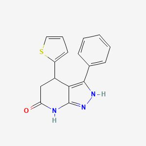 molecular formula C16H13N3OS B11492126 3-phenyl-4-(thiophen-2-yl)-1,4,5,7-tetrahydro-6H-pyrazolo[3,4-b]pyridin-6-one 