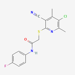 molecular formula C16H13ClFN3OS B11492139 2-[(5-chloro-3-cyano-4,6-dimethylpyridin-2-yl)sulfanyl]-N-(4-fluorophenyl)acetamide 