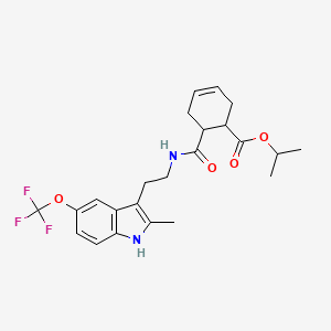 molecular formula C23H27F3N2O4 B11492151 propan-2-yl 6-({2-[2-methyl-5-(trifluoromethoxy)-1H-indol-3-yl]ethyl}carbamoyl)cyclohex-3-ene-1-carboxylate 