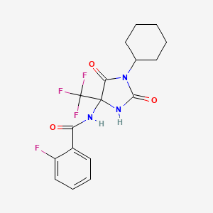 molecular formula C17H17F4N3O3 B11492177 N-[1-cyclohexyl-2,5-dioxo-4-(trifluoromethyl)imidazolidin-4-yl]-2-fluorobenzamide 