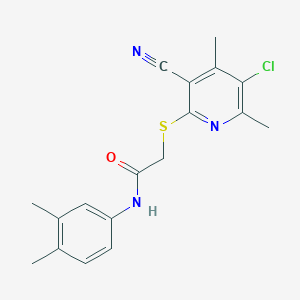 molecular formula C18H18ClN3OS B11492197 2-[(5-chloro-3-cyano-4,6-dimethylpyridin-2-yl)sulfanyl]-N-(3,4-dimethylphenyl)acetamide 