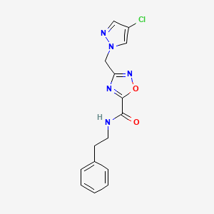 molecular formula C15H14ClN5O2 B11492211 3-[(4-chloro-1H-pyrazol-1-yl)methyl]-N-(2-phenylethyl)-1,2,4-oxadiazole-5-carboxamide 