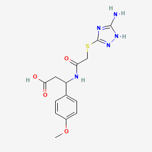 molecular formula C14H17N5O4S B11492245 3-({[(3-amino-1H-1,2,4-triazol-5-yl)sulfanyl]acetyl}amino)-3-(4-methoxyphenyl)propanoic acid 