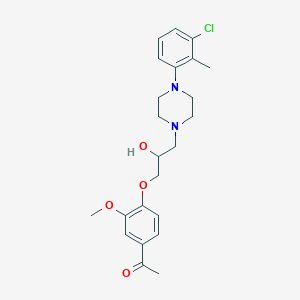 molecular formula C23H29ClN2O4 B11492260 1-(4-{3-[4-(3-Chloro-2-methylphenyl)piperazin-1-yl]-2-hydroxypropoxy}-3-methoxyphenyl)ethanone 