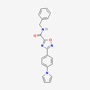 molecular formula C20H16N4O2 B11492266 N-benzyl-3-[4-(1H-pyrrol-1-yl)phenyl]-1,2,4-oxadiazole-5-carboxamide 