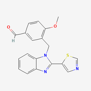 molecular formula C19H15N3O2S B11492269 4-methoxy-3-{[2-(1,3-thiazol-5-yl)-1H-benzimidazol-1-yl]methyl}benzaldehyde 