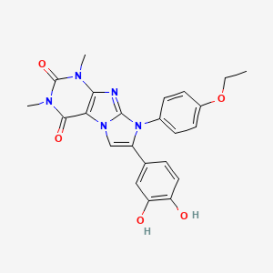 molecular formula C23H21N5O5 B11492360 7-(3,4-dihydroxyphenyl)-8-(4-ethoxyphenyl)-1,3-dimethyl-1H-imidazo[2,1-f]purine-2,4(3H,8H)-dione 