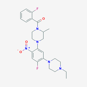 {4-[5-(4-Ethylpiperazin-1-yl)-4-fluoro-2-nitrophenyl]-2-methylpiperazin-1-yl}(2-fluorophenyl)methanone