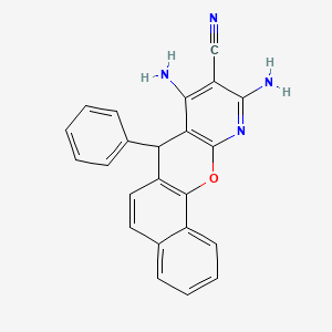 13,15-diamino-11-phenyl-18-oxa-16-azatetracyclo[8.8.0.02,7.012,17]octadeca-1(10),2,4,6,8,12(17),13,15-octaene-14-carbonitrile