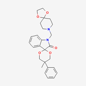 molecular formula C26H30N2O5 B11492457 1'-(1,4-dioxa-8-azaspiro[4.5]dec-8-ylmethyl)-5-methyl-5-phenylspiro[1,3-dioxane-2,3'-indol]-2'(1'H)-one 