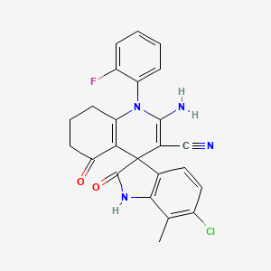 2'-amino-6-chloro-1'-(2-fluorophenyl)-7-methyl-2,5'-dioxo-1,2,5',6',7',8'-hexahydro-1'H-spiro[indole-3,4'-quinoline]-3'-carbonitrile