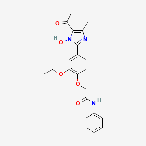 molecular formula C22H23N3O5 B11492469 2-[4-(5-acetyl-1-hydroxy-4-methyl-1H-imidazol-2-yl)-2-ethoxyphenoxy]-N-phenylacetamide 