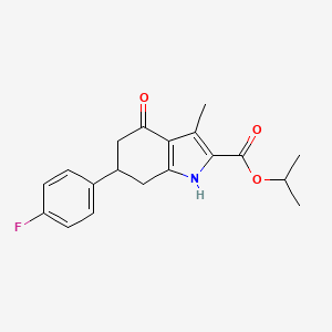 molecular formula C19H20FNO3 B11492490 propan-2-yl 6-(4-fluorophenyl)-3-methyl-4-oxo-4,5,6,7-tetrahydro-1H-indole-2-carboxylate 