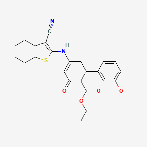 Ethyl 4-[(3-cyano-4,5,6,7-tetrahydro-1-benzothiophen-2-yl)amino]-6-(3-methoxyphenyl)-2-oxocyclohex-3-ene-1-carboxylate