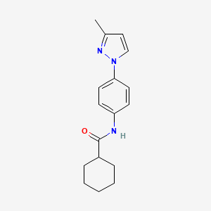 molecular formula C17H21N3O B11492519 N-[4-(3-methyl-1H-pyrazol-1-yl)phenyl]cyclohexanecarboxamide 