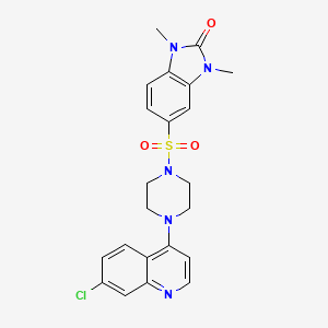 molecular formula C22H22ClN5O3S B11492530 5-{[4-(7-chloroquinolin-4-yl)piperazin-1-yl]sulfonyl}-1,3-dimethyl-1,3-dihydro-2H-benzimidazol-2-one 