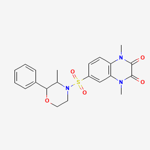 molecular formula C21H23N3O5S B11492575 1,4-Dimethyl-6-[(3-methyl-2-phenylmorpholino)sulfonyl]-1,4-dihydro-2,3-quinoxalinedione 