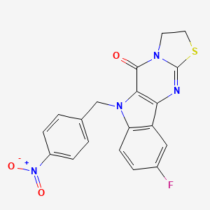 4-fluoro-8-[(4-nitrophenyl)methyl]-14-thia-8,11,16-triazatetracyclo[7.7.0.02,7.011,15]hexadeca-1(9),2(7),3,5,15-pentaen-10-one