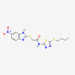 N-[5-(butylsulfanyl)-1,3,4-thiadiazol-2-yl]-2-[(5-nitro-1H-benzimidazol-2-yl)sulfanyl]acetamide