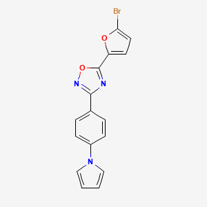 molecular formula C16H10BrN3O2 B11492664 5-(5-bromofuran-2-yl)-3-[4-(1H-pyrrol-1-yl)phenyl]-1,2,4-oxadiazole 