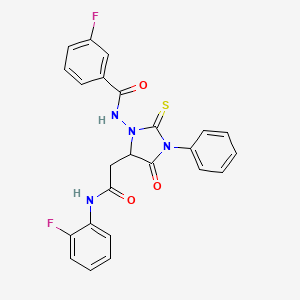 molecular formula C24H18F2N4O3S B11492666 3-fluoro-N-(5-{2-[(2-fluorophenyl)amino]-2-oxoethyl}-4-oxo-3-phenyl-2-thioxoimidazolidin-1-yl)benzamide 