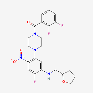 (2,3-Difluorophenyl)(4-{4-fluoro-2-nitro-5-[(tetrahydrofuran-2-ylmethyl)amino]phenyl}piperazin-1-yl)methanone