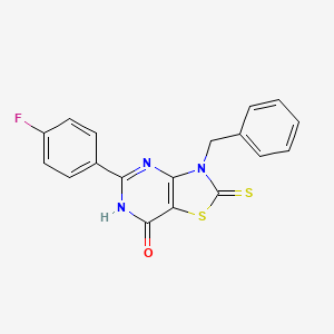 molecular formula C18H12FN3OS2 B11492706 3-benzyl-5-(4-fluorophenyl)-2-thioxo-2,3-dihydro[1,3]thiazolo[4,5-d]pyrimidin-7(6H)-one 