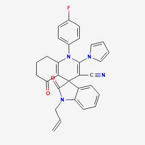 1'-(4-fluorophenyl)-2,5'-dioxo-1-(prop-2-en-1-yl)-2'-(1H-pyrrol-1-yl)-1,2,5',6',7',8'-hexahydro-1'H-spiro[indole-3,4'-quinoline]-3'-carbonitrile