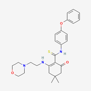 4,4-dimethyl-2-{[2-(morpholin-4-yl)ethyl]amino}-6-oxo-N-(4-phenoxyphenyl)cyclohex-1-ene-1-carbothioamide