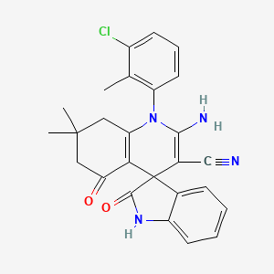 2'-amino-1'-(3-chloro-2-methylphenyl)-7',7'-dimethyl-2,5'-dioxo-1,2,5',6',7',8'-hexahydro-1'H-spiro[indole-3,4'-quinoline]-3'-carbonitrile