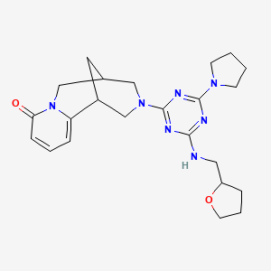 molecular formula C23H31N7O2 B11492835 3-{4-(pyrrolidin-1-yl)-6-[(tetrahydrofuran-2-ylmethyl)amino]-1,3,5-triazin-2-yl}-1,2,3,4,5,6-hexahydro-8H-1,5-methanopyrido[1,2-a][1,5]diazocin-8-one 