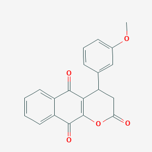 molecular formula C20H14O5 B11492841 4-(3-methoxyphenyl)-3,4-dihydro-2H-benzo[g]chromene-2,5,10-trione 