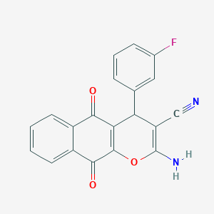 2-amino-4-(3-fluorophenyl)-5,10-dioxo-5,10-dihydro-4H-benzo[g]chromene-3-carbonitrile