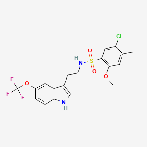 molecular formula C20H20ClF3N2O4S B11492936 5-chloro-2-methoxy-4-methyl-N-{2-[2-methyl-5-(trifluoromethoxy)-1H-indol-3-yl]ethyl}benzenesulfonamide 