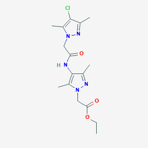 ethyl (4-{[(4-chloro-3,5-dimethyl-1H-pyrazol-1-yl)acetyl]amino}-3,5-dimethyl-1H-pyrazol-1-yl)acetate