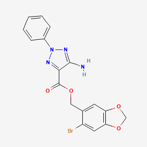 molecular formula C17H13BrN4O4 B11492954 (6-bromo-1,3-benzodioxol-5-yl)methyl 5-amino-2-phenyl-2H-1,2,3-triazole-4-carboxylate 