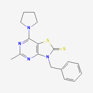 molecular formula C17H18N4S2 B11492970 3-benzyl-5-methyl-7-(pyrrolidin-1-yl)[1,3]thiazolo[4,5-d]pyrimidine-2(3H)-thione 