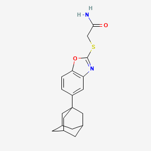 molecular formula C19H22N2O2S B11492980 2-{[5-(1-Adamantyl)-1,3-benzoxazol-2-yl]thio}acetamide 