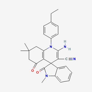 2'-amino-1'-(4-ethylphenyl)-1,7',7'-trimethyl-2,5'-dioxo-1,2,5',6',7',8'-hexahydro-1'H-spiro[indole-3,4'-quinoline]-3'-carbonitrile