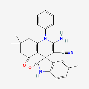 2'-amino-5,7',7'-trimethyl-2,5'-dioxo-1'-phenyl-1,2,5',6',7',8'-hexahydro-1'H-spiro[indole-3,4'-quinoline]-3'-carbonitrile