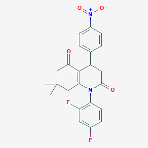 1-(2,4-difluorophenyl)-7,7-dimethyl-4-(4-nitrophenyl)-4,6,7,8-tetrahydroquinoline-2,5(1H,3H)-dione