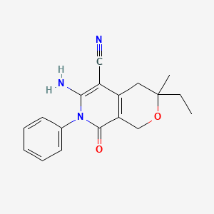 6-amino-3-ethyl-3-methyl-8-oxo-7-phenyl-3,4,7,8-tetrahydro-1H-pyrano[3,4-c]pyridine-5-carbonitrile