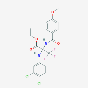 Ethyl 2-[(3,4-dichlorophenyl)amino]-3,3,3-trifluoro-2-[(4-methoxyphenyl)formamido]propanoate