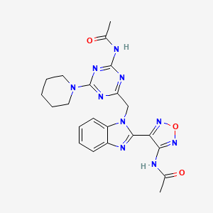 molecular formula C22H24N10O3 B11493071 N-[4-({2-[4-(acetylamino)-1,2,5-oxadiazol-3-yl]-1H-benzimidazol-1-yl}methyl)-6-(piperidin-1-yl)-1,3,5-triazin-2-yl]acetamide 