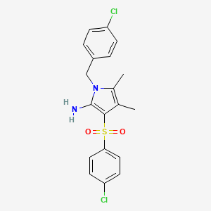 molecular formula C19H18Cl2N2O2S B11493109 1-(4-chlorobenzyl)-3-[(4-chlorophenyl)sulfonyl]-4,5-dimethyl-1H-pyrrol-2-amine 