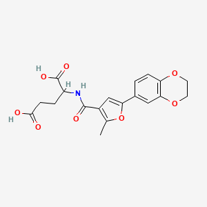 molecular formula C19H19NO8 B11493175 N-{[5-(2,3-dihydro-1,4-benzodioxin-6-yl)-2-methylfuran-3-yl]carbonyl}glutamic acid 