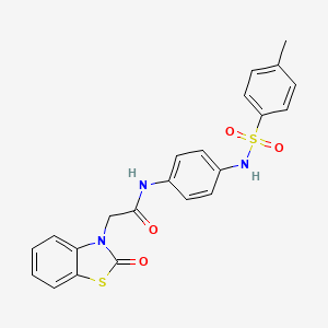 molecular formula C22H19N3O4S2 B11493198 N-(4-{[(4-methylphenyl)sulfonyl]amino}phenyl)-2-(2-oxo-1,3-benzothiazol-3(2H)-yl)acetamide 